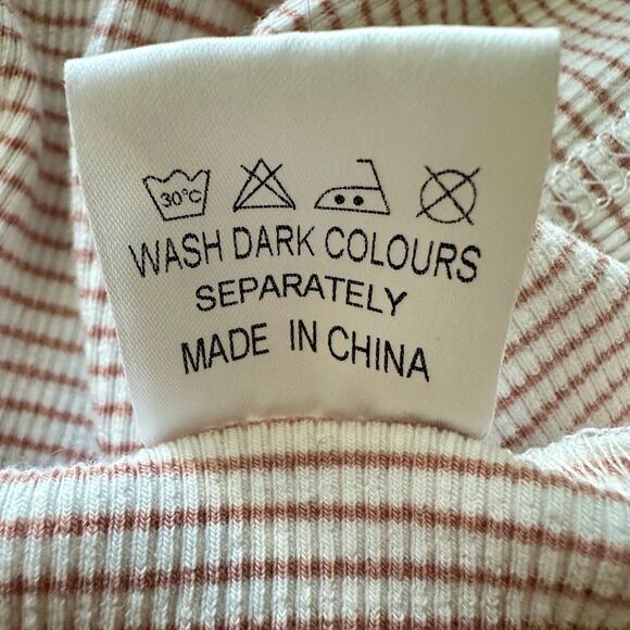 Jane + Jo Short Sleeve Cotton Knit Ribbed Emily Dress - Petal Pink Stripe 10 - Picture 6 of 7